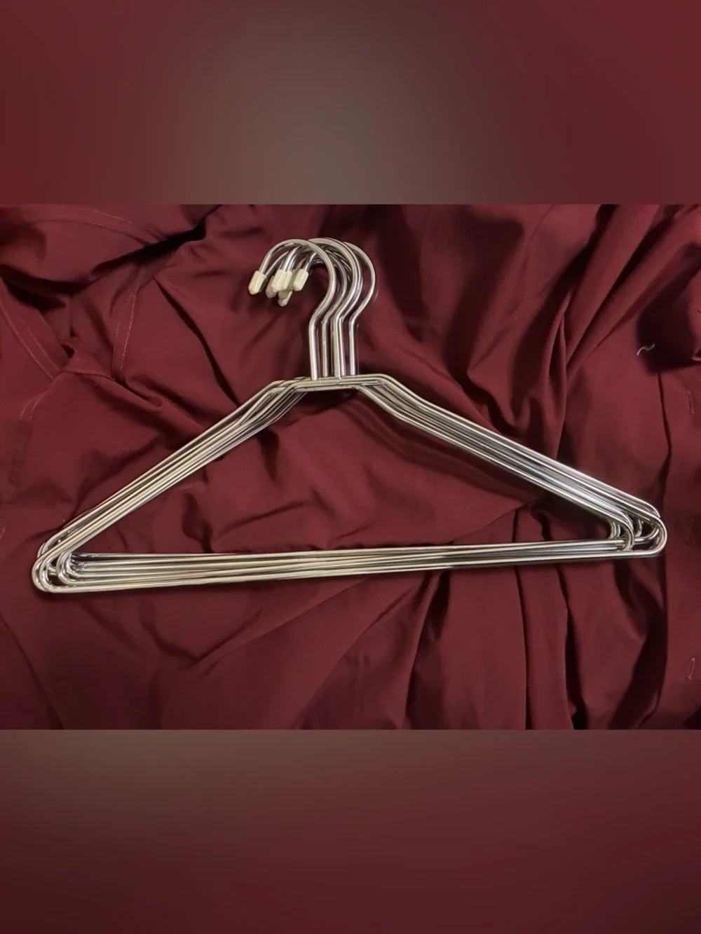 Set of 10 Shiny Metal Wire Hangers - Silver